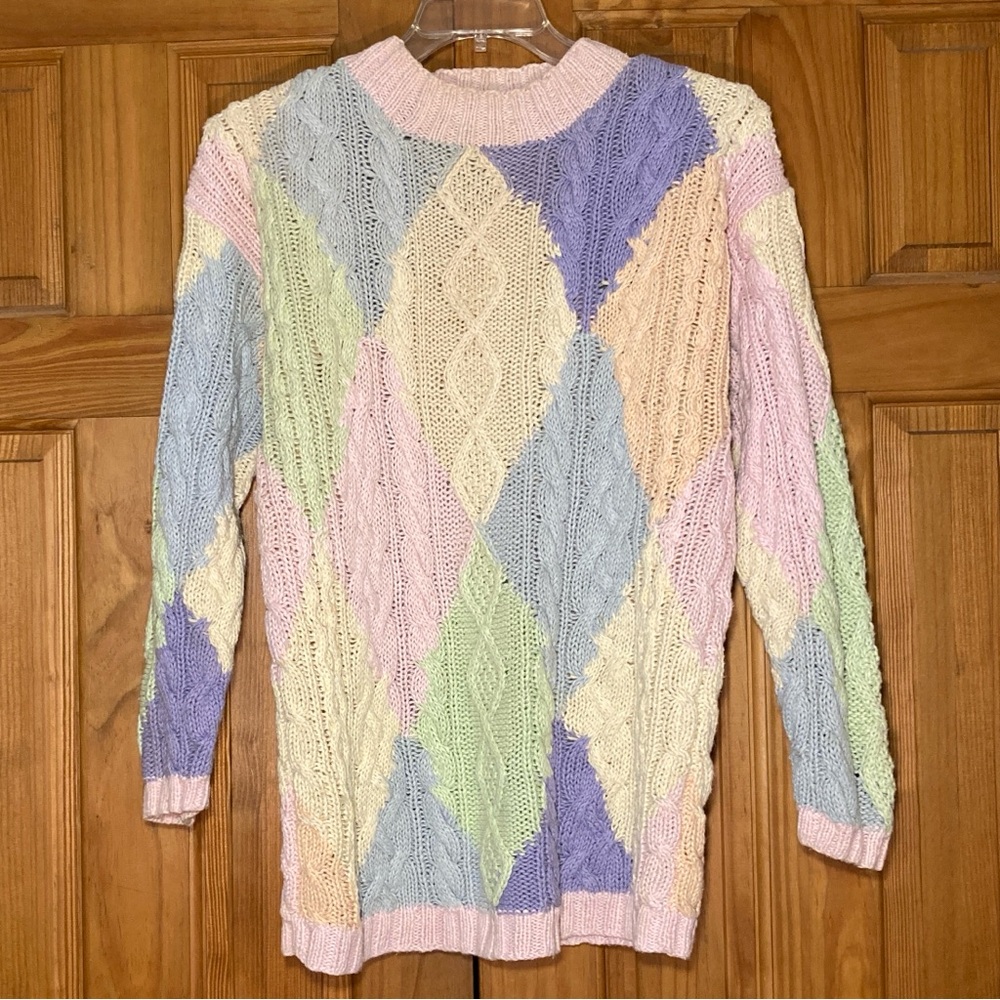 EUC OS International Vintage 80s Heavyweight Sweater Pink Purple Size M Medium